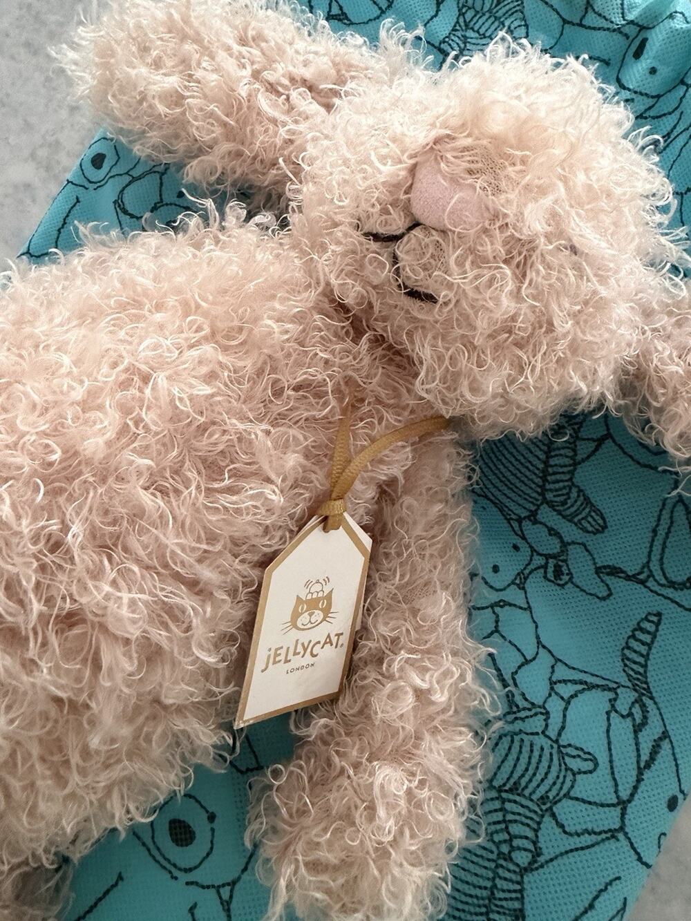 NWT Jellycat CURLY LUXE Bunny Plush Stuffed Retired 100% Authentic Dust Bag